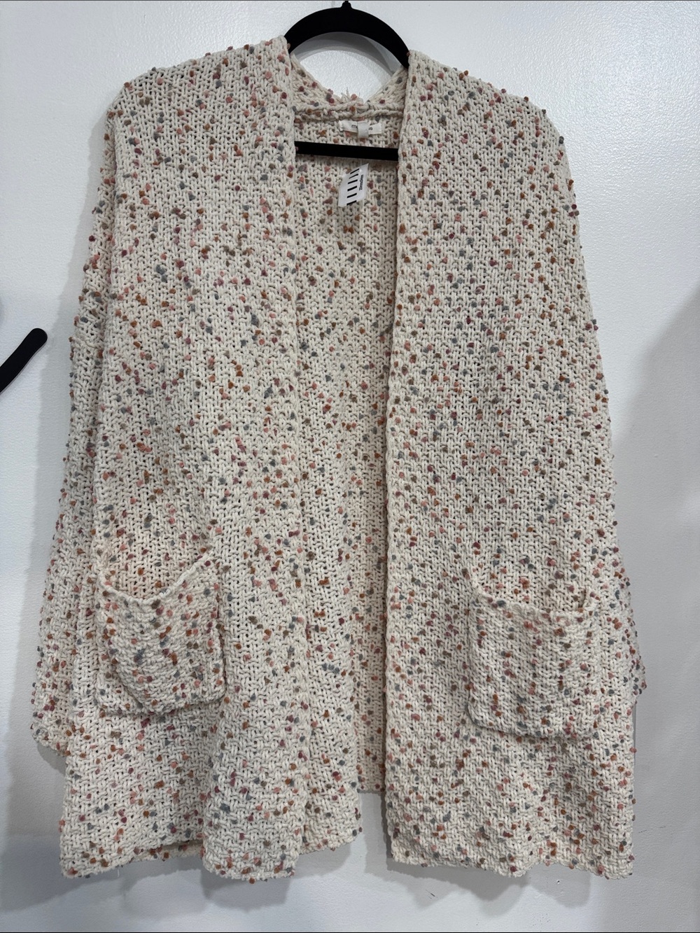 Maurices Cream Speckled Open-Front Cardigan